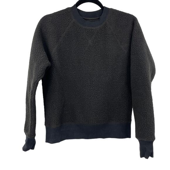 Everlane Sweatshirt Womens Small The ReNew Fleece Raglan Pullover Dark Gray - Picture 1 of 6